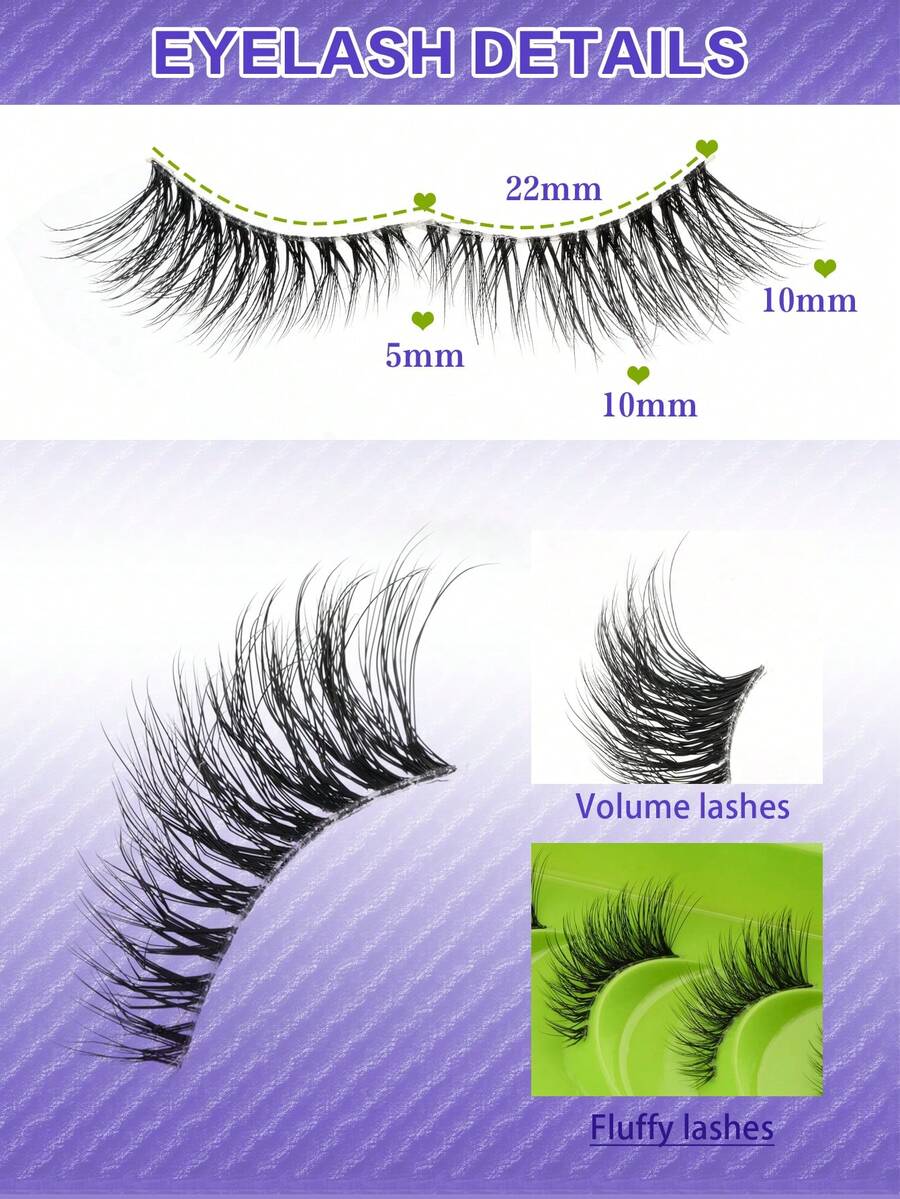 Shein 10 Pairs Half Eyelashes Natural Short Cat Eye Soft Transparent Band, Code: YK313 -.