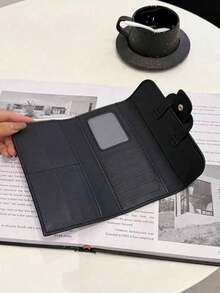 Shein Vintage Patchwork Embossed PU Leather Long Tri-Fold Wallet -.