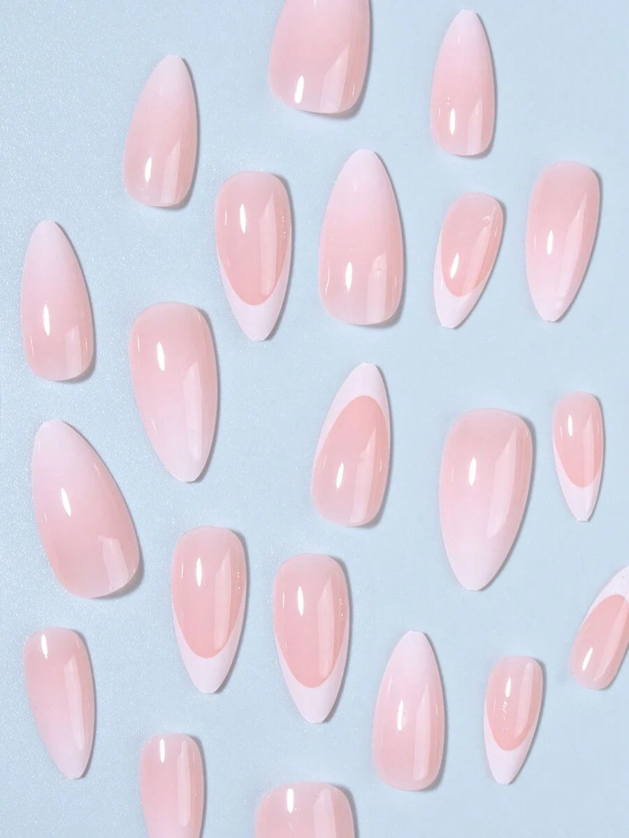 Shein 24pcs/Set French Almond Ombre Press-On Nails>