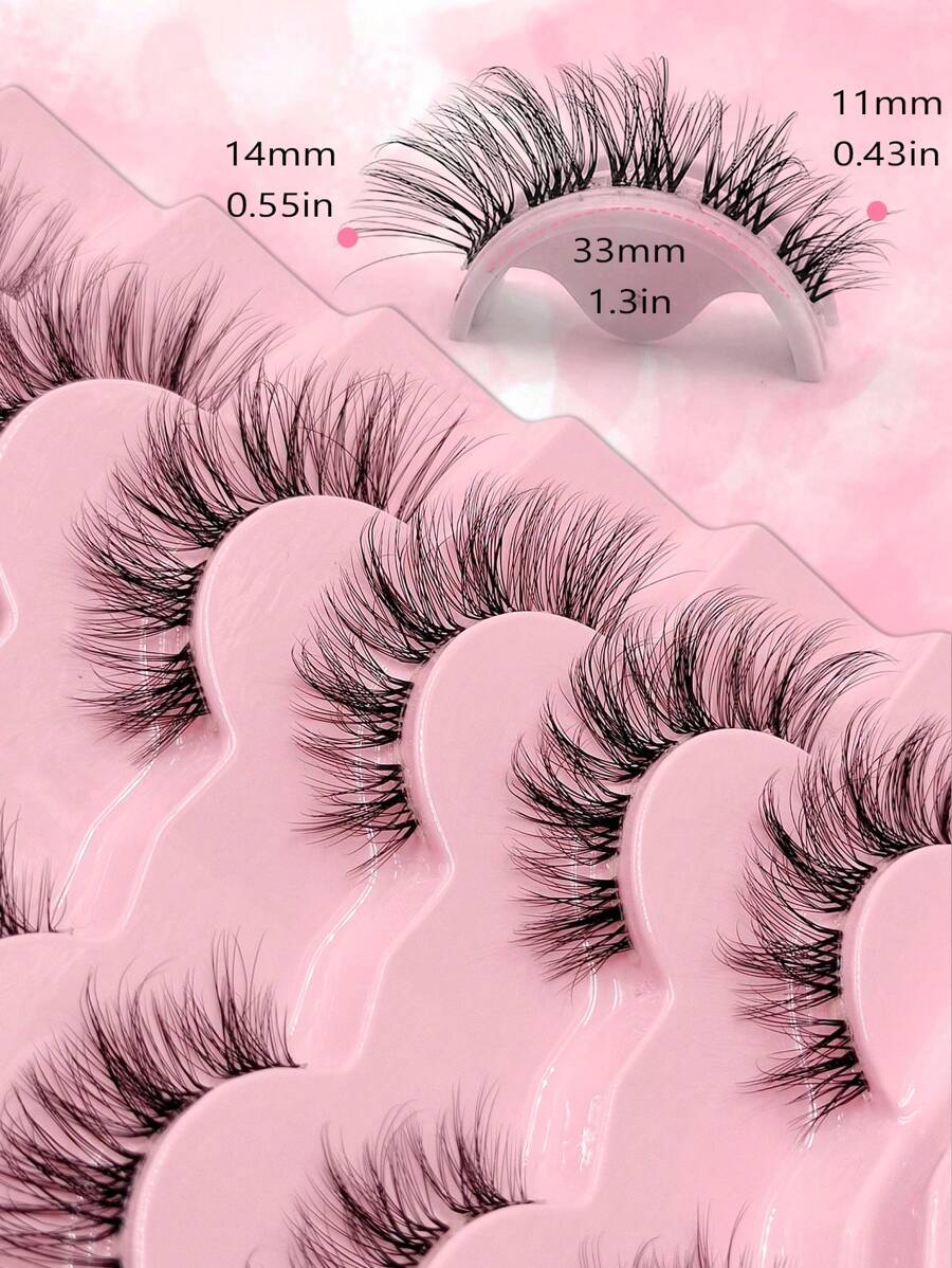 Shein 7 Pairs Asiteo Fluffy & Lightweight Cat Eye False Eyelashes, Code: E15-Q -.
