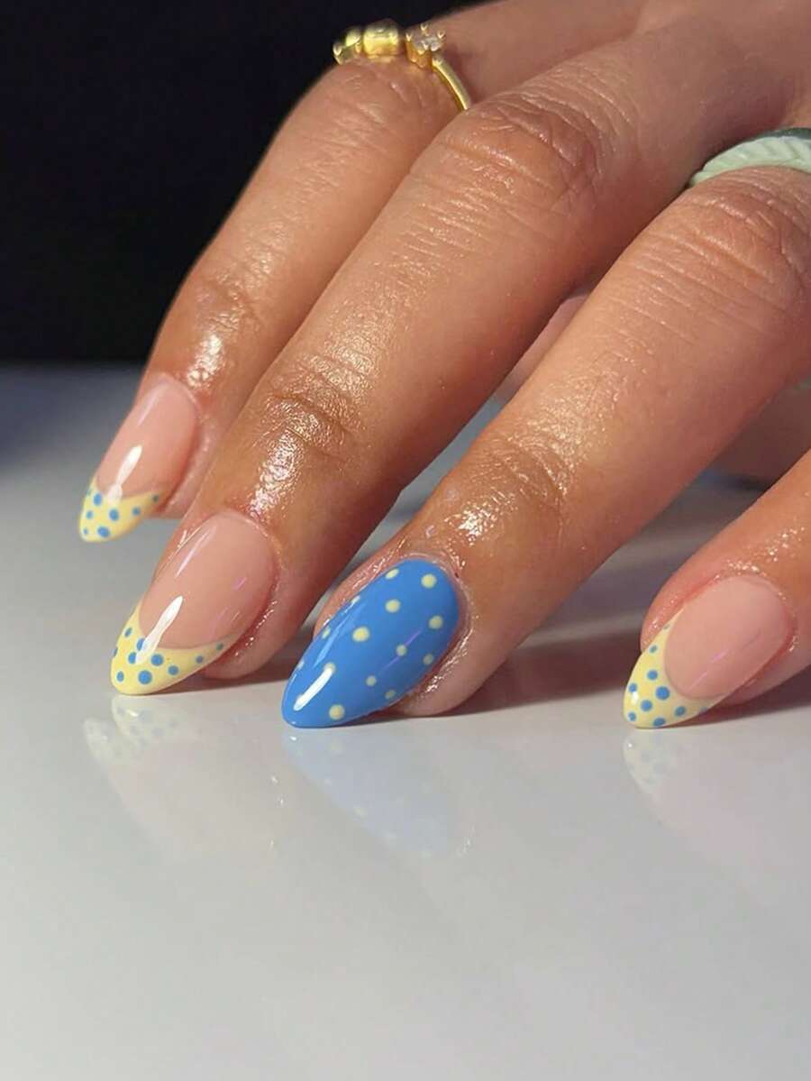Shein Polka Dot French Tip Press-On Nails>