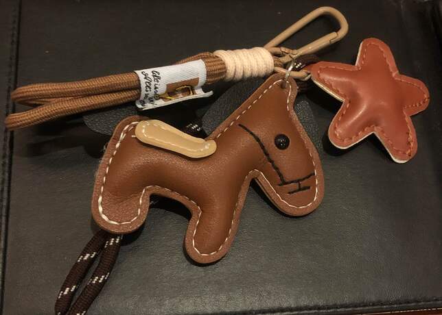 Shein Leather Horse Star Bag Charm Keychain >