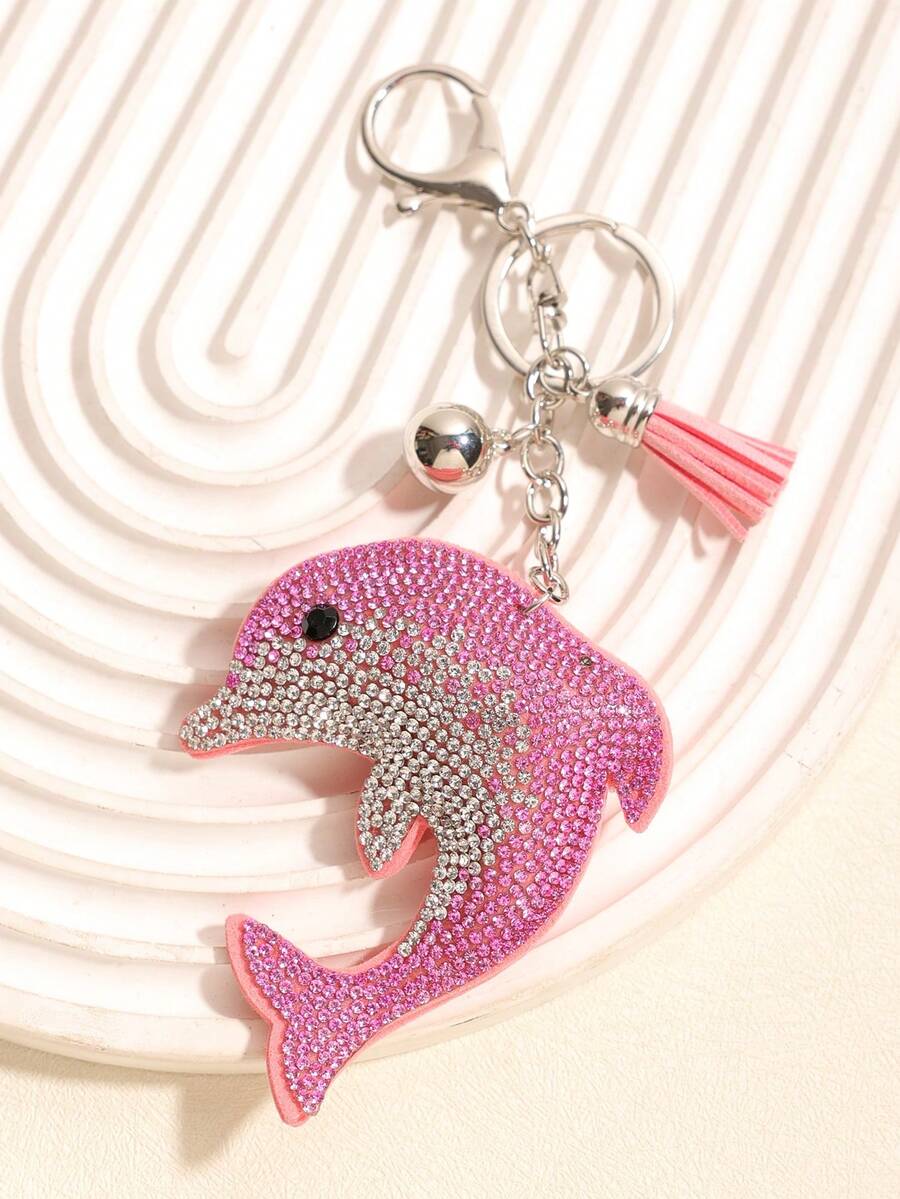 Shein Rhinestone Dolphin Tassel Keychain >