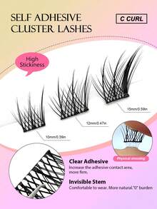 Shein Asiteo 60pcs C-Curl Self-Adhesive Cluster Fake Eyelashes, Code: 10-floral box -.