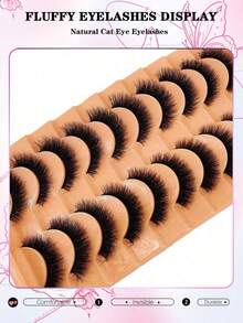 Shein 10 Pairs 6D Fluffy False Eyelashes, Code: YLW -.