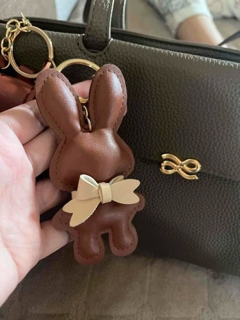 Shein 3D PU Leather Bow Rabbit Keychain >