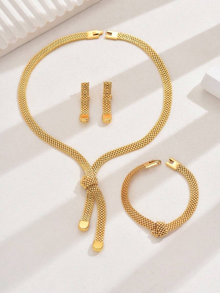 Shein Classic Hollow Out Mesh Jewelry Set >