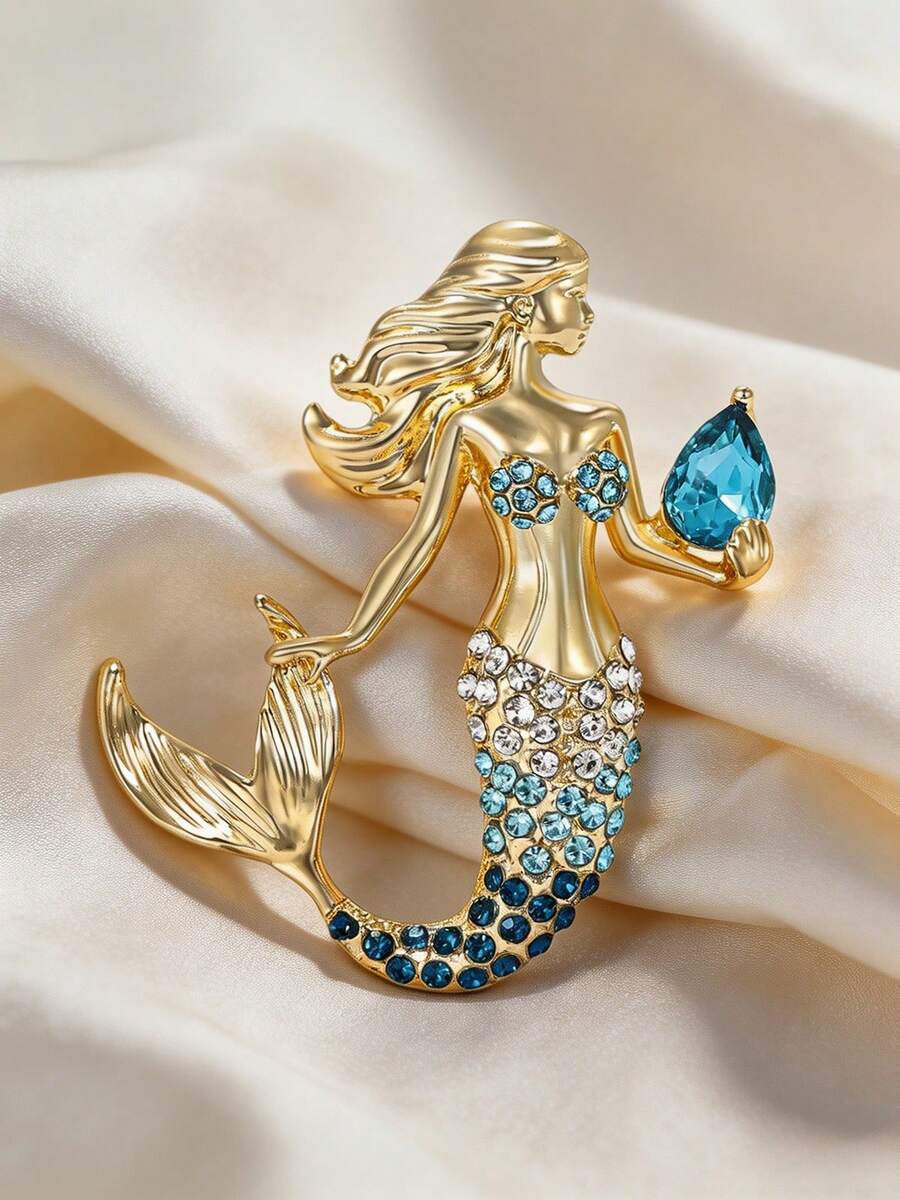 Shein 1pc Cute Mermaid Brooch >