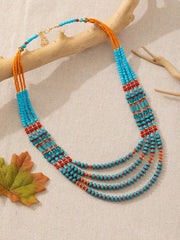 Shein 1pc Boho Multi-Layer Beaded Necklace >