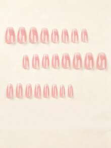 Shein 24pcs Short Square Shaped French Style Minimalist Nail>
