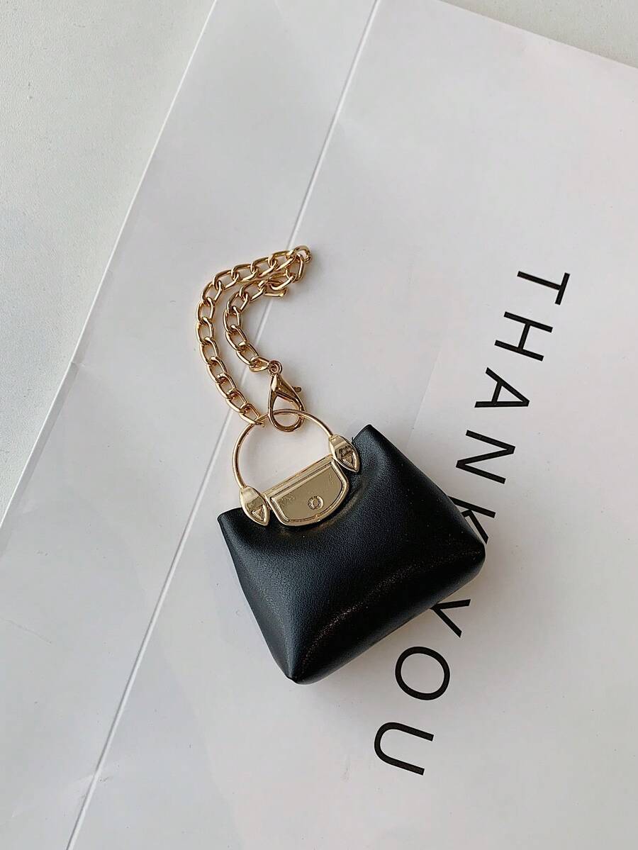 Shein PU Leather Mini Handbag Keychain >
