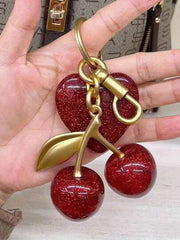 Shein Sparkling Resin Cherry & Heart Keychain >