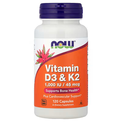 NOW Foods, Vitamin D3 & K2, 120 Capsules >