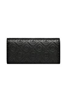 Shein Vintage Embossed Monogram Long Wallet with Golden Swan Metal Accent -.