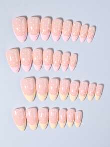 Shein 30pcs Almond Shape Polka Dot Press-On Nails>