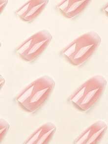 Shein 24pcs Short Square Shaped French Style Minimalist Nail>