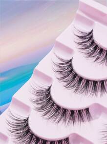 Shein 7pairs Natural D Curl Crossed False Eyelashes With Transparent Stems, Code: MG03 -.