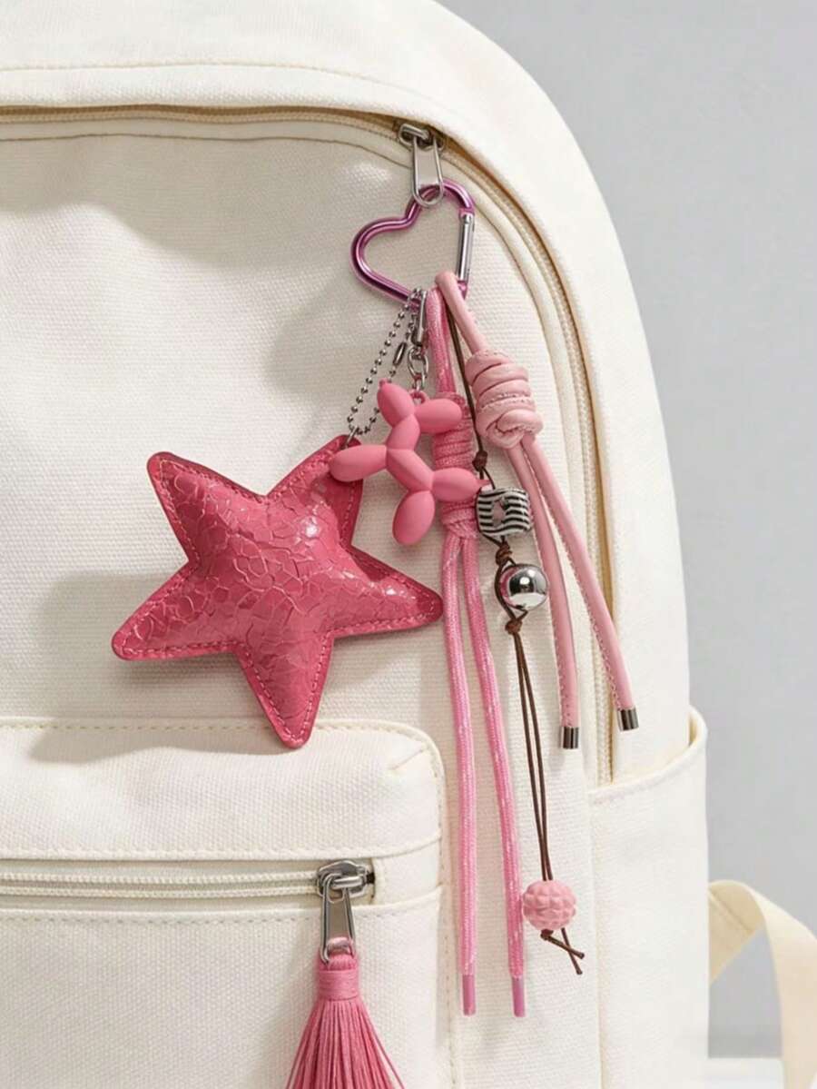 Shein Y2K Style Pink Star Bag Charm Keychain >