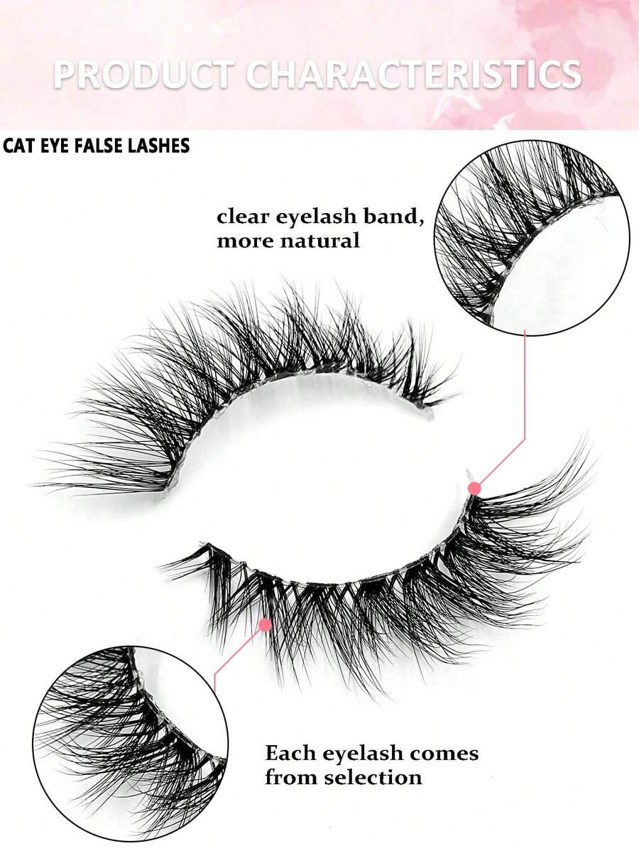 Shein Asiteo 7 Pairs Fluffy Cat Eye False Eyelashes, Code: 7P-E23-Q -.