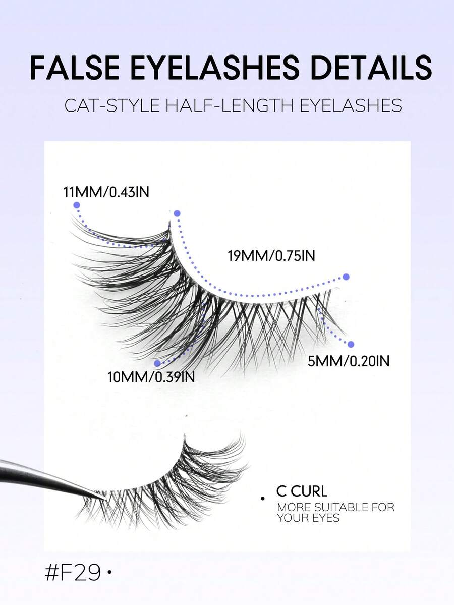 Shein 9 Pairs Half-Strip Cat Eye False Eyelashes, Code: F29 -.