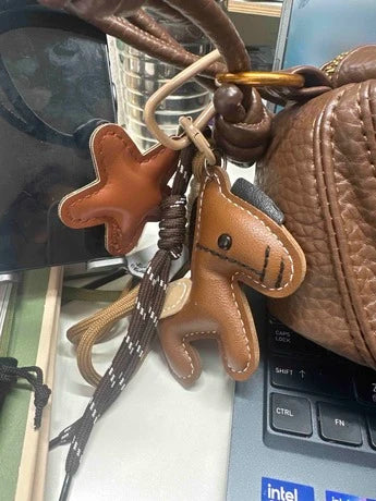 Shein Leather Horse Star Bag Charm Keychain >