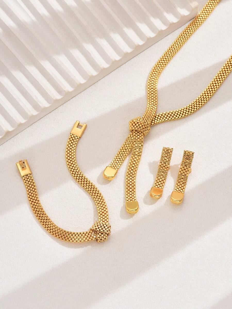 Shein Classic Hollow Out Mesh Jewelry Set >