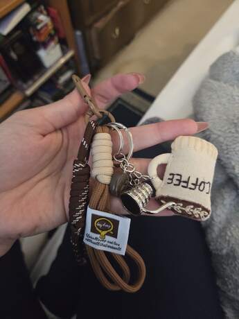 Shein Coffee Theme Fabric Cup & Bottle Keychain >