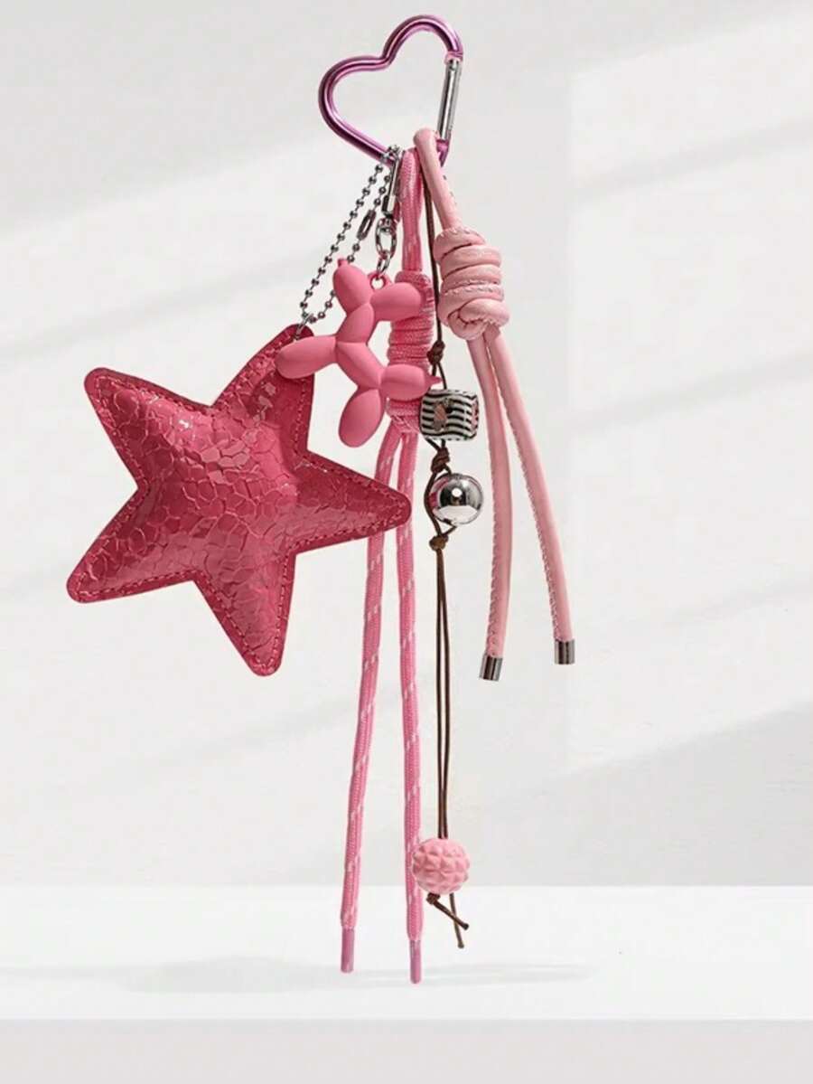 Shein Y2K Style Pink Star Bag Charm Keychain >