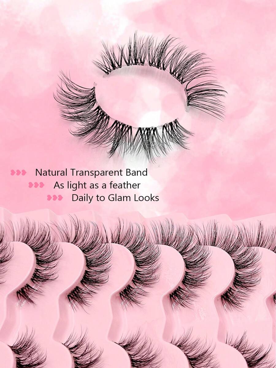Shein 7 Pairs Asiteo Fluffy & Lightweight Cat Eye False Eyelashes, Code: E15-Q -.