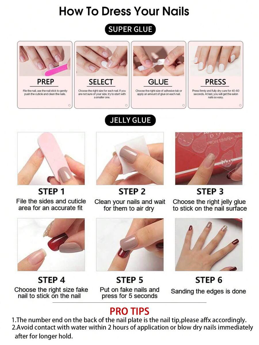 Shein 24pcs/Set French Almond Ombre Press-On Nails>