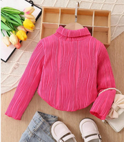 Shein Young Girl Turtleneck Curved Hem Tee, 4T +