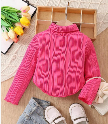 Shein Young Girl Turtleneck Curved Hem Tee, 4T +