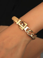 Women's Elegant Yellow Gold Buckle Chain Bracelet