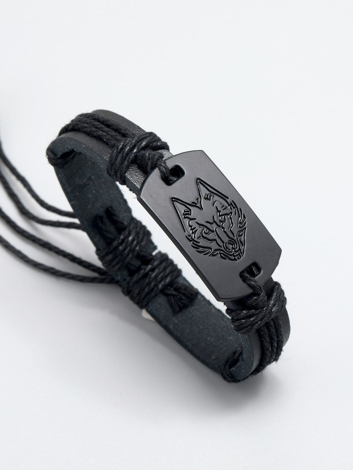 Men's Wolf Head Pattern PU Bracelet for Jewelry Gift
