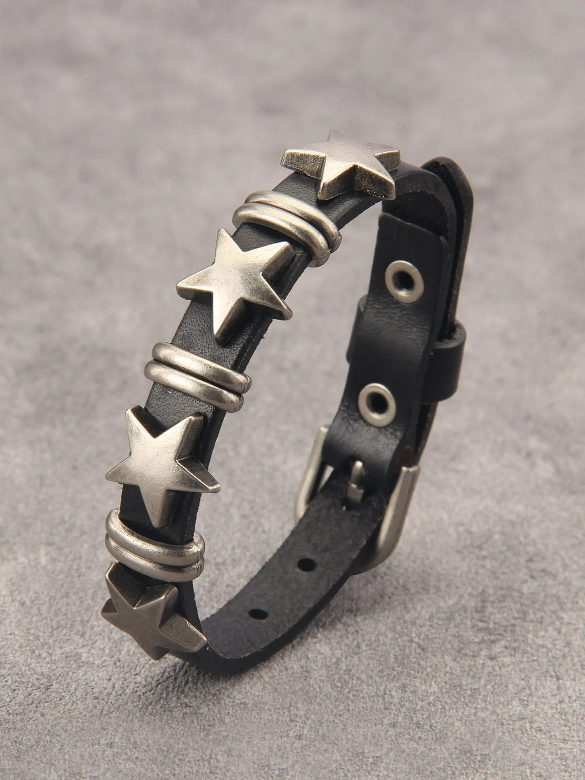 Men's Casual Black Zinc Alloy Star Decor Bracelet