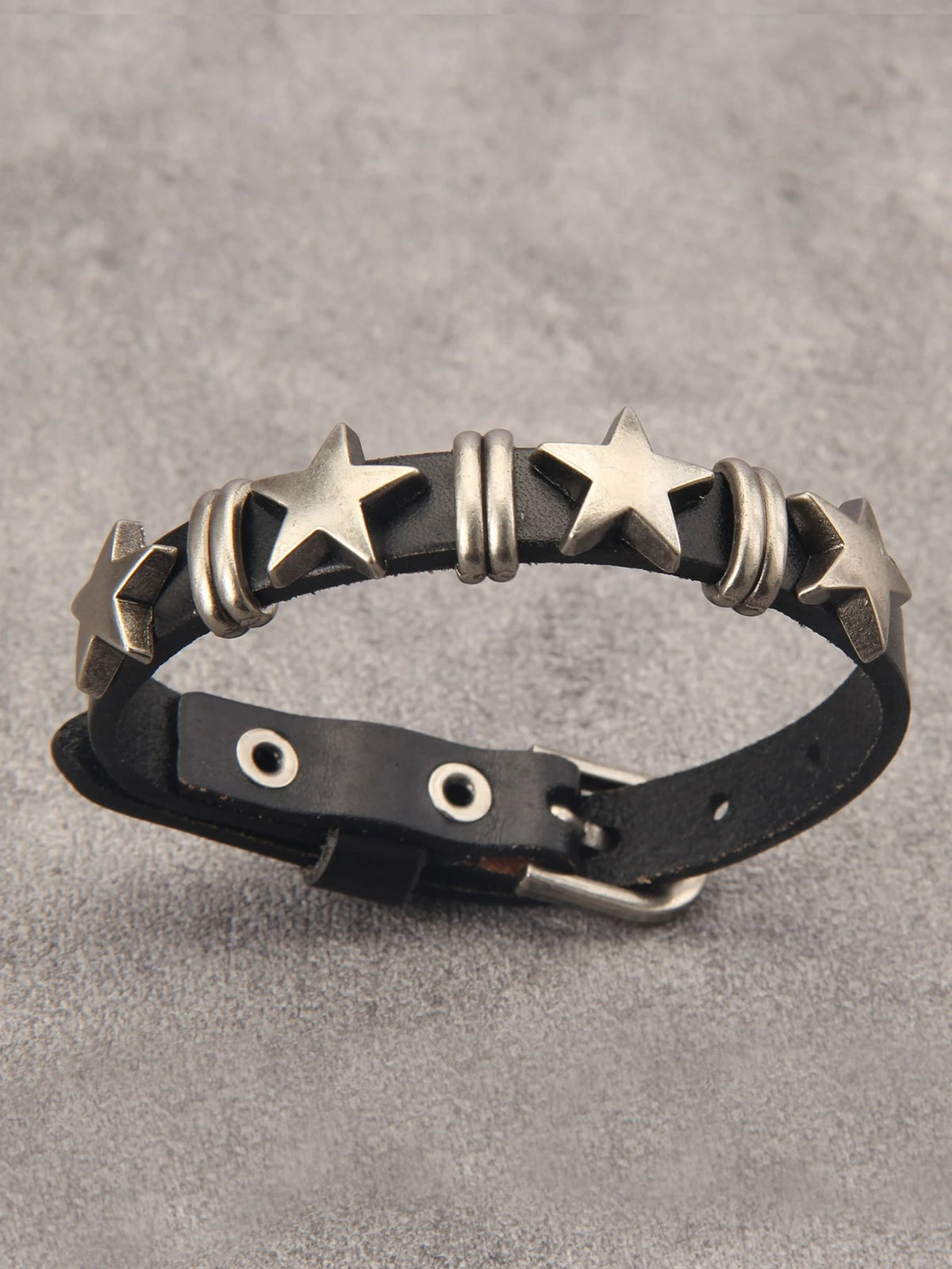 Men's Casual Black Zinc Alloy Star Decor Bracelet