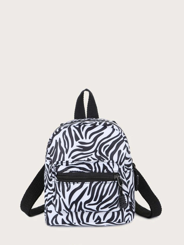 Shein Zebra Stripe Print Classic Backpack */