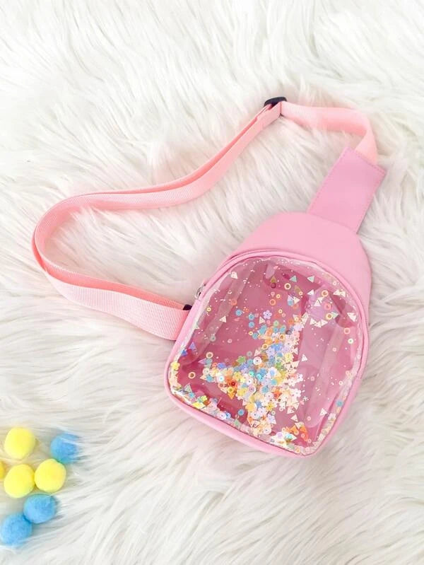 Shein Girls Clear Confetti Decor Sling Bag  +