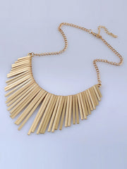 Women's Fashionable Long Floral Metallic Tassel Punk Necklace