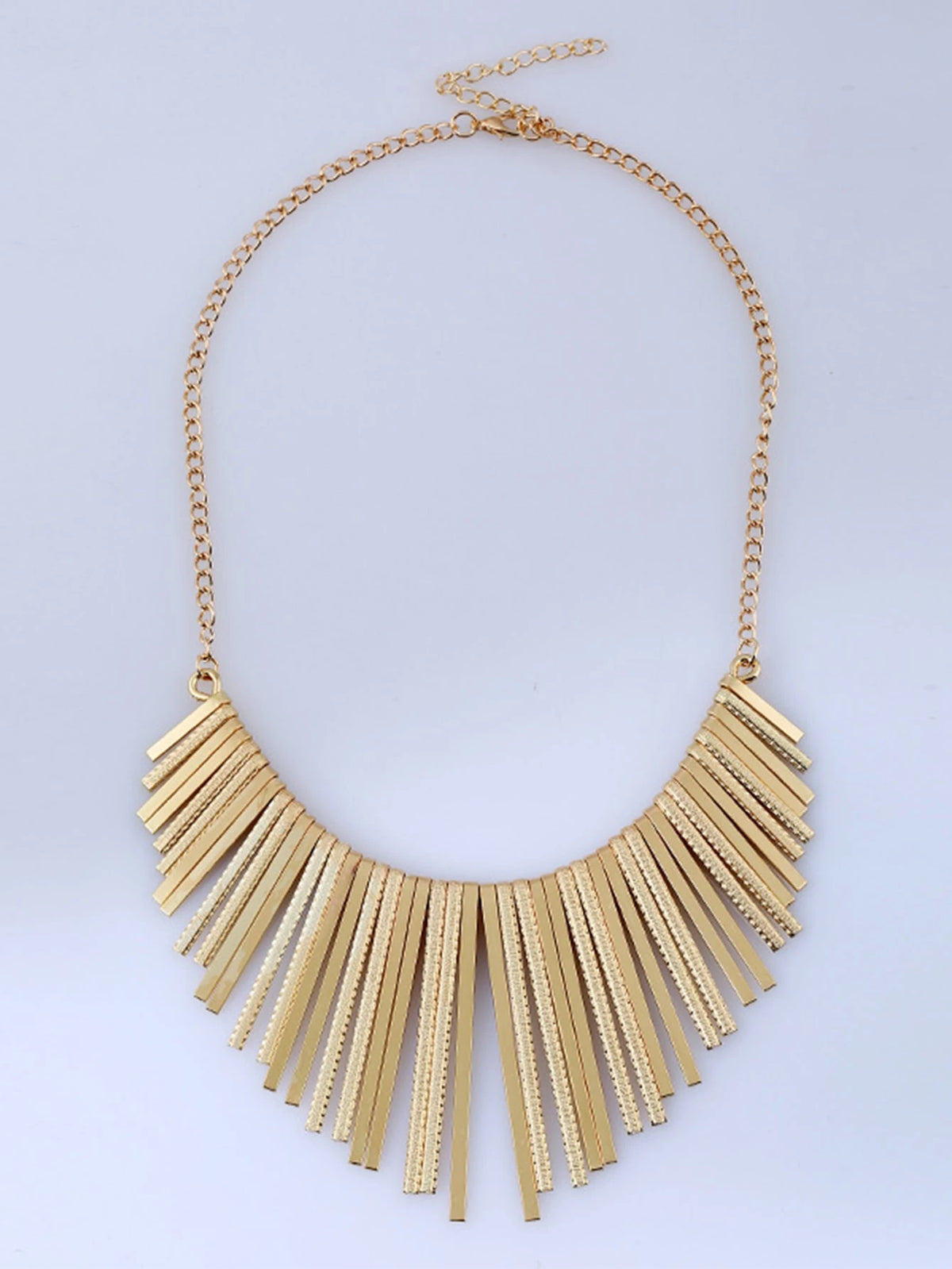 Women's Fashionable Long Floral Metallic Tassel Punk Necklace
