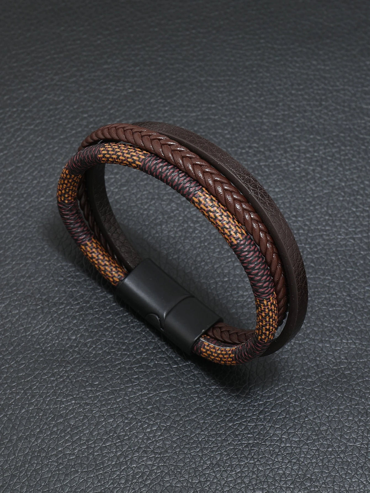 Men's Braided PU Polyurethane Magnetic Bracelet