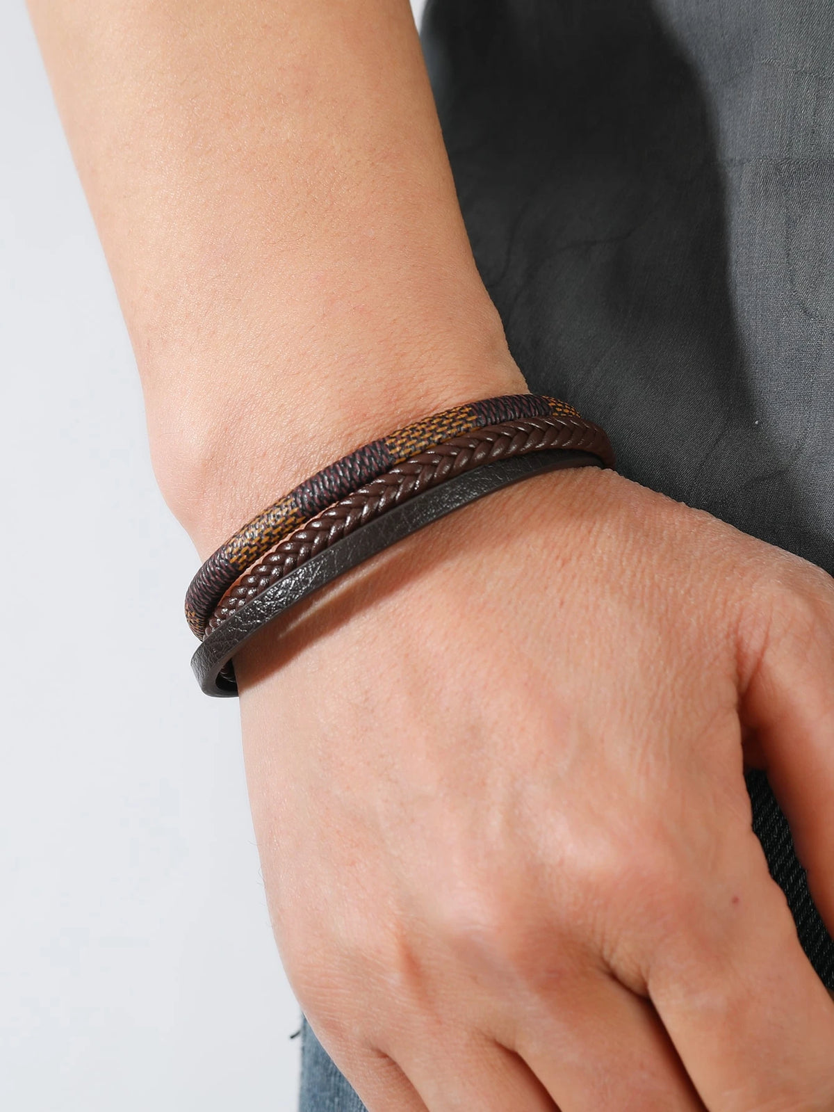 Men's Braided PU Polyurethane Magnetic Bracelet