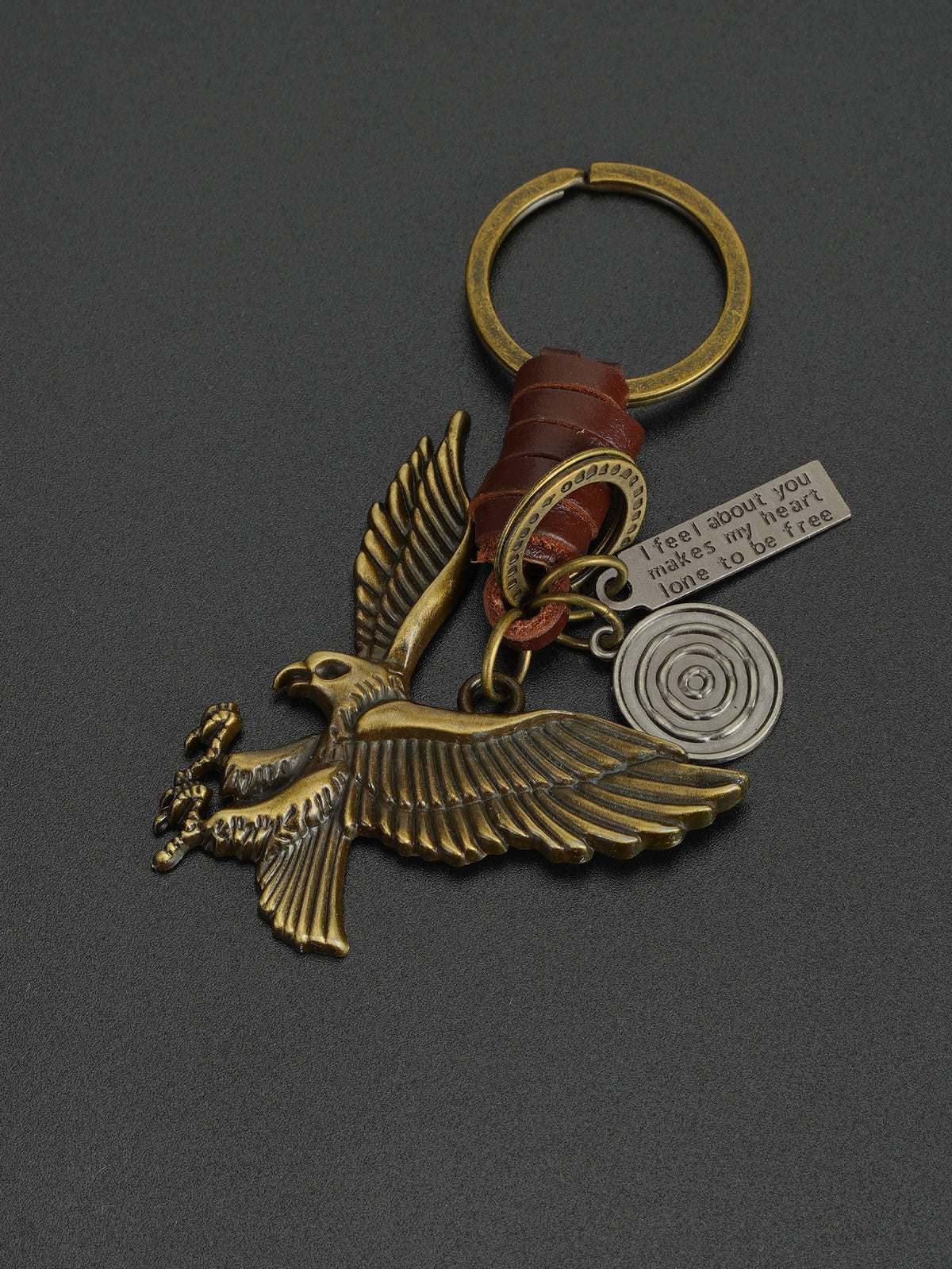 Men's Women's Geometric Eagle Charm Keychain