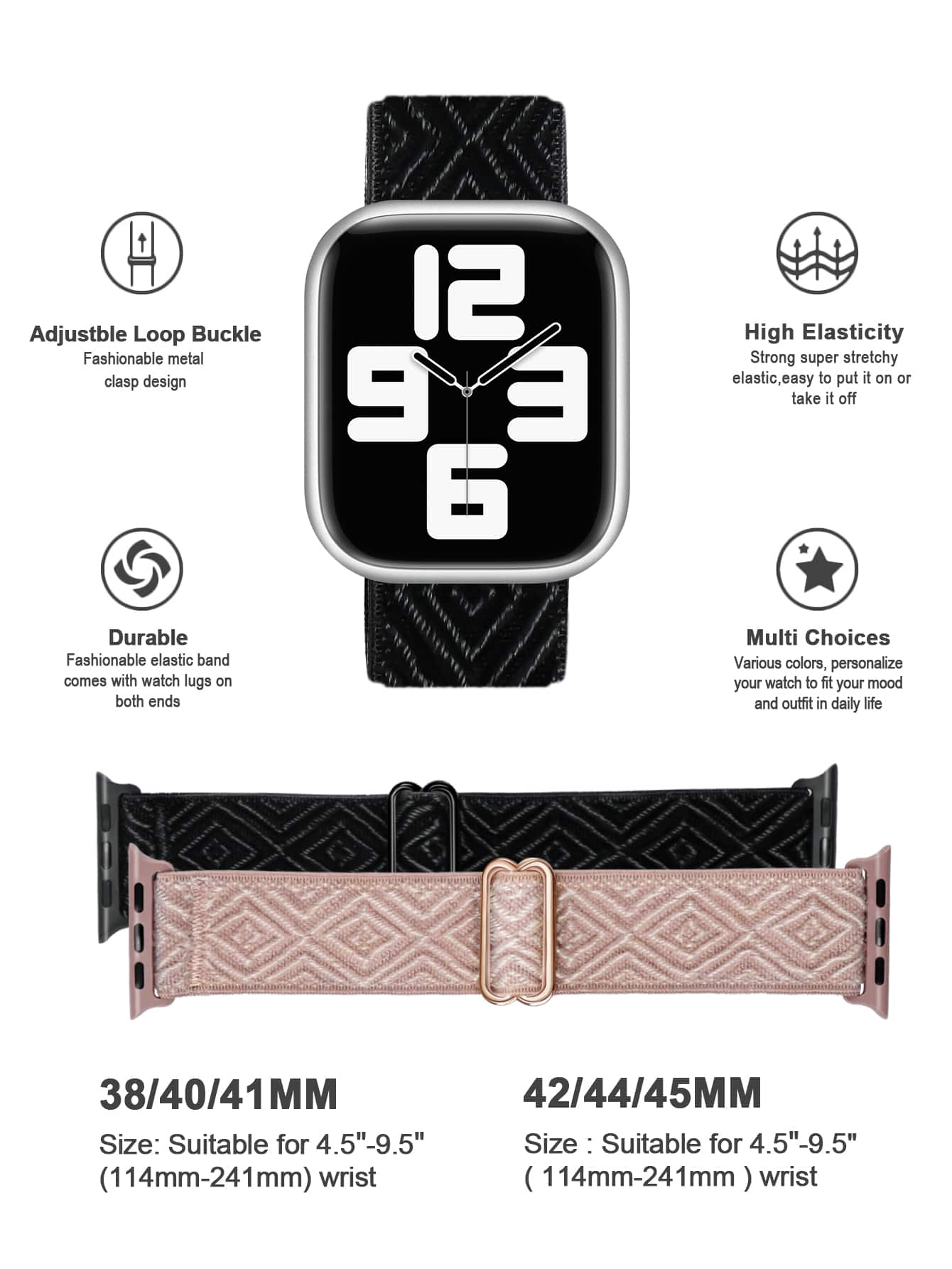 2-Pack Nylon Sport Loop Watch Band for Apple Watch