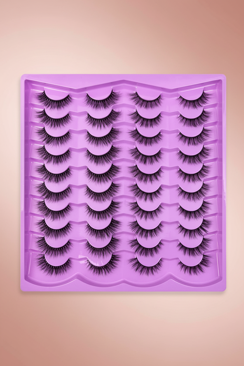 Shein Full False Lashes 20pairs Faux Mink Lashes Tail Elongated Cross False Eyelashes N44-5 +