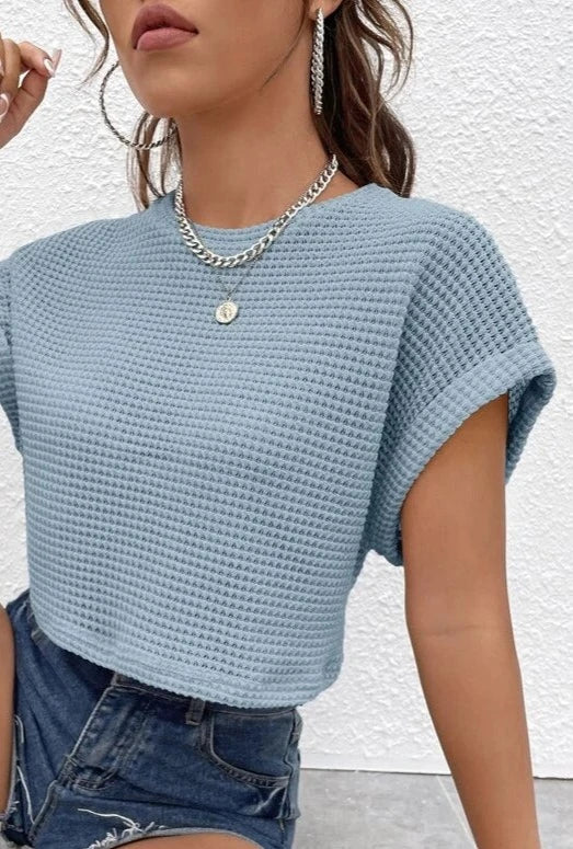 Shein Batwing Sleeve Textured Tee, M +