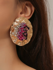Women's Textured Rhinestone Stud Earrings