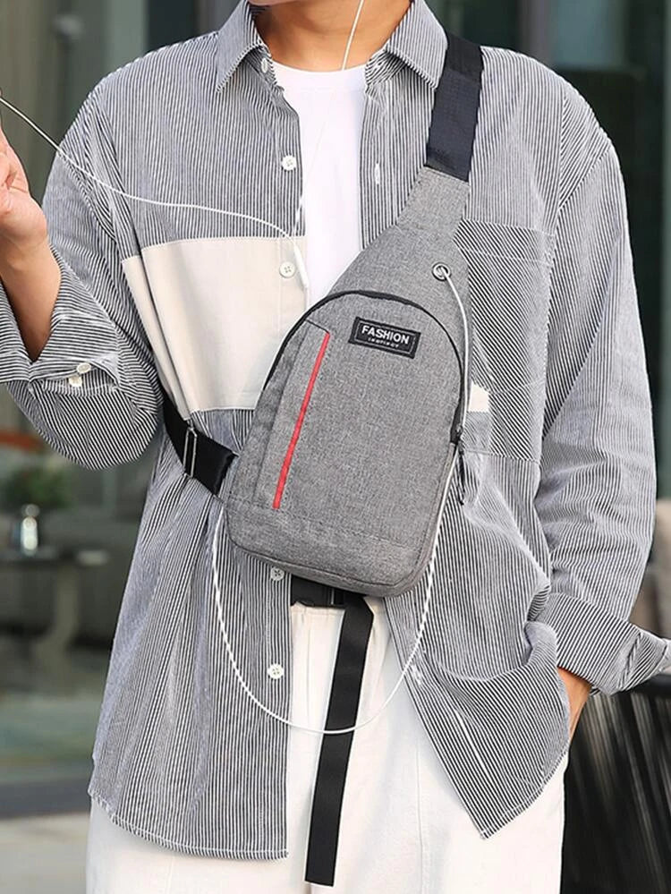 Shein Mini Men Letter Patch Decor Sling Bag Chest Bag +