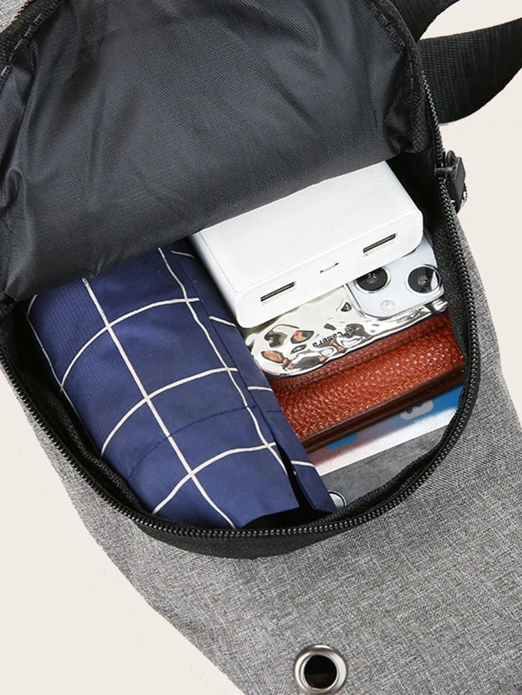 Shein Mini Men Letter Patch Decor Sling Bag Chest Bag +