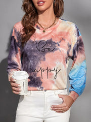 Shein Pastel Tie-Dye Letter Graphic Tee, L +